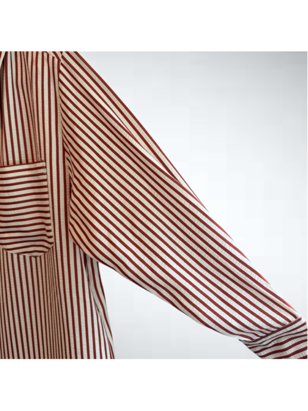 Entro Textured Stripe Button Down Shirt Dress in Rust Size S - Picture 5 of 8
